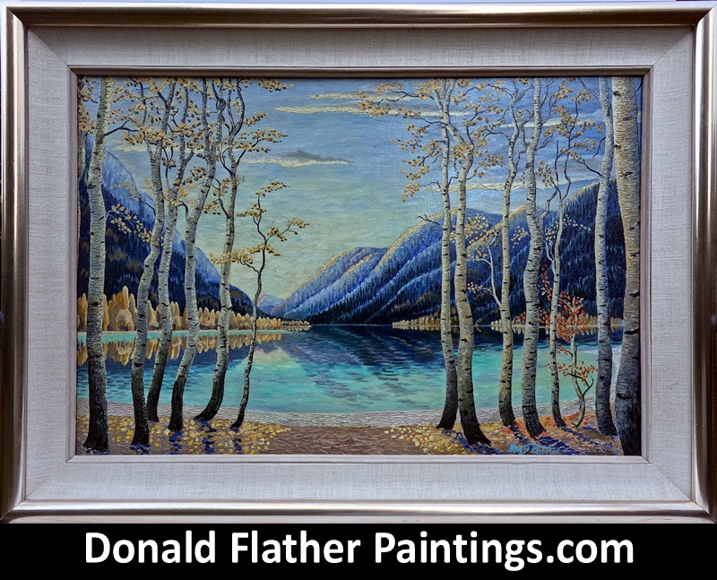 Donald Flather original Canadian oil landscape painting titled Pavillion Lake BC Interior