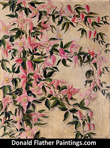 Clematis original Donald Flather painting for sale - unframed view