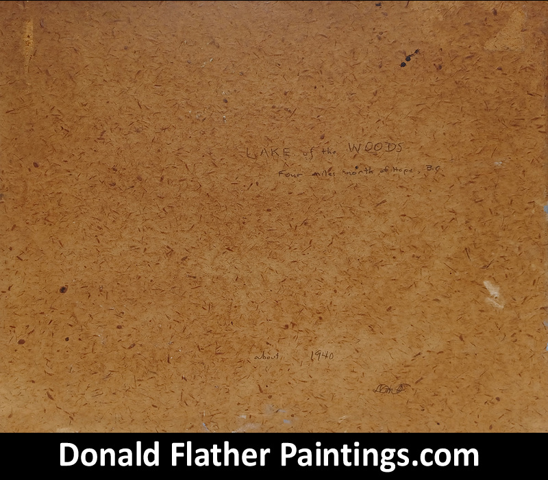 Donald Flather original Canadian oil landscape painting titled 'Lake of the Woods - 4 miles North of Hope, BC' - unframed view