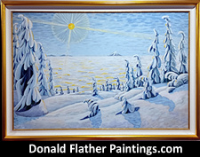 'Snow Scene - MI 68' original historical Canadian landscape painting by FCA Canadian Artist Donald Flather