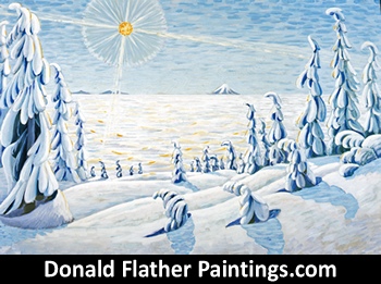 Click here to see Dr. DM Flather's original oil painting titled 'Snow Scene - MI 68' Canadian landscape painting's unframed view