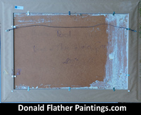 Click here to see Dr. DM Flather's Mountain Pool South of the Three Valley Gap Canadian landscape painting's backside view