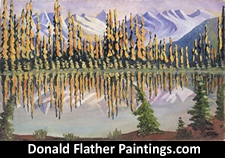 Click here to see Dr. DM Flather's Lake Reflections Canadian landscape painting's unframed view