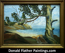 Click here to see Dr. DM Flather's original oil painting titled Seaside Tree framed view